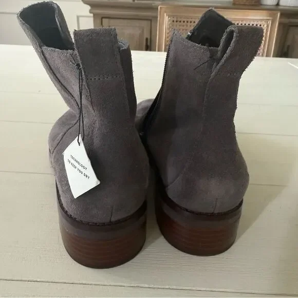 Cole Haan River Waterproof Suede Booties in Gray with Wood Heel 8.5 NWOB - Picture 5 of 11
